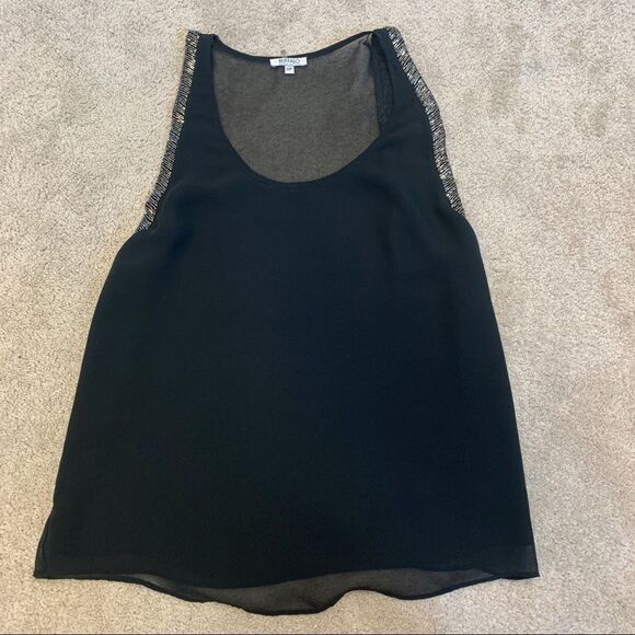 𝅺BUFFALO Black chiffon sheer beaded camisole blouse Sz S - Picture 4 of 8